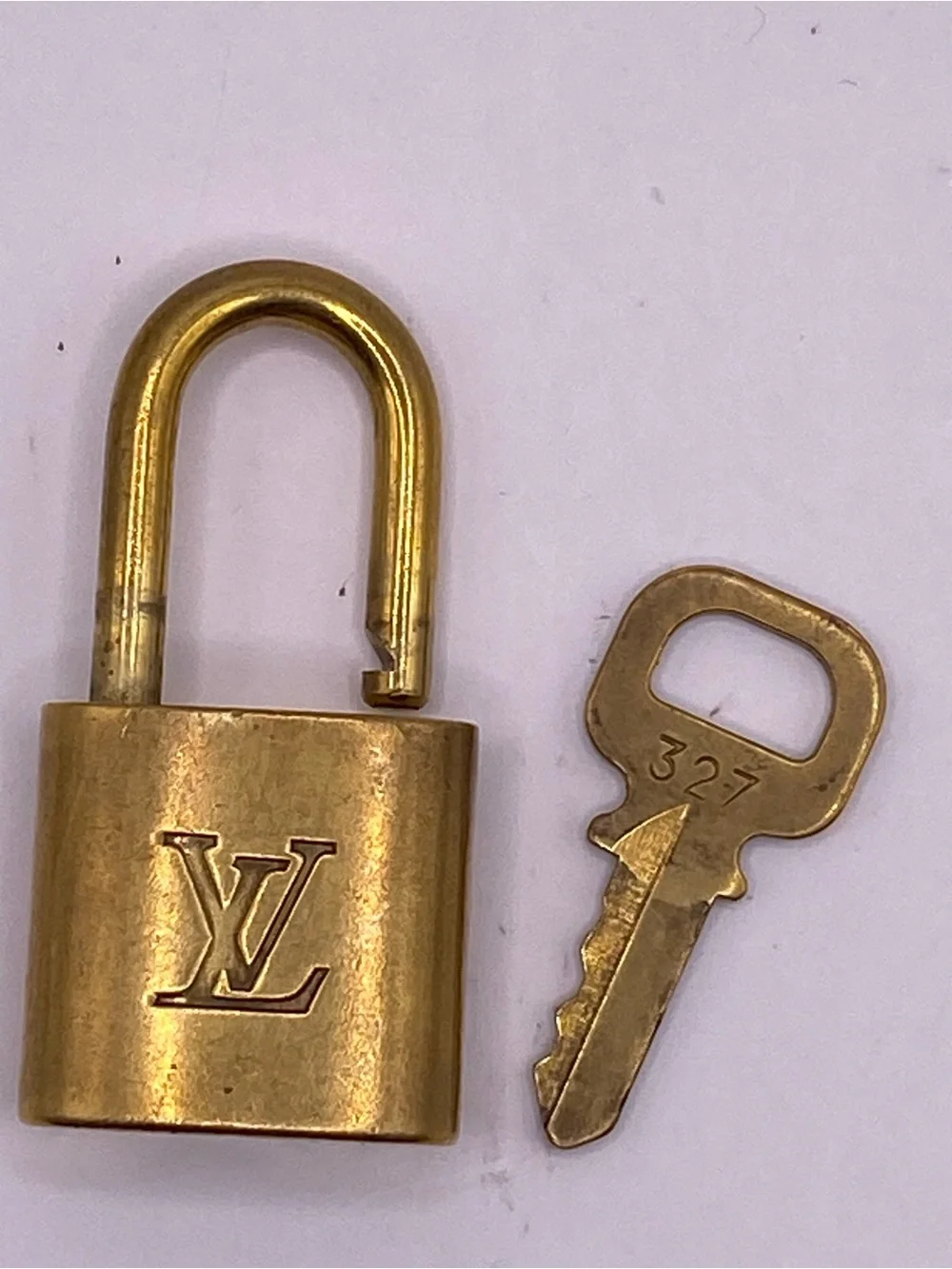 Louis Vuitton Brass Padlock & Key Set 327 Paris Made in France
